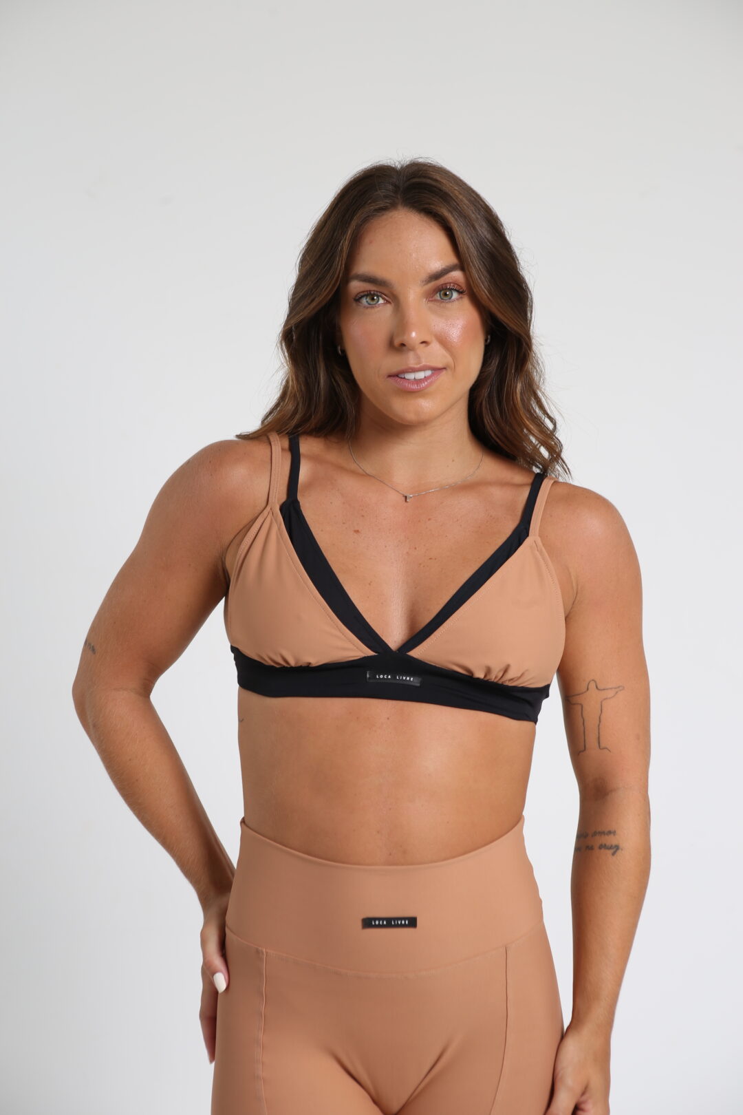 Top Biquini Bege c/ Preto