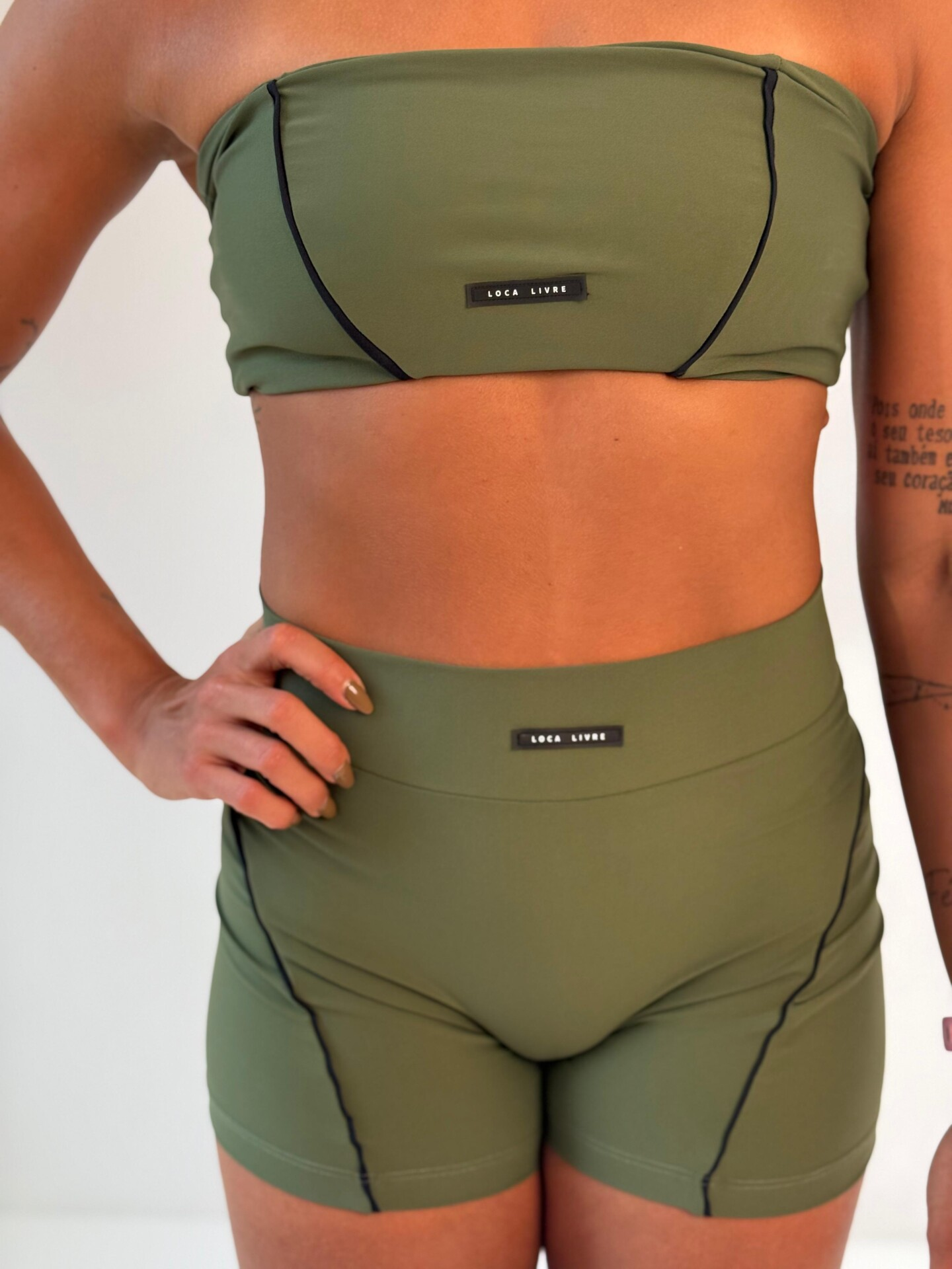 Short Três marias Meia coxa Verde Militar