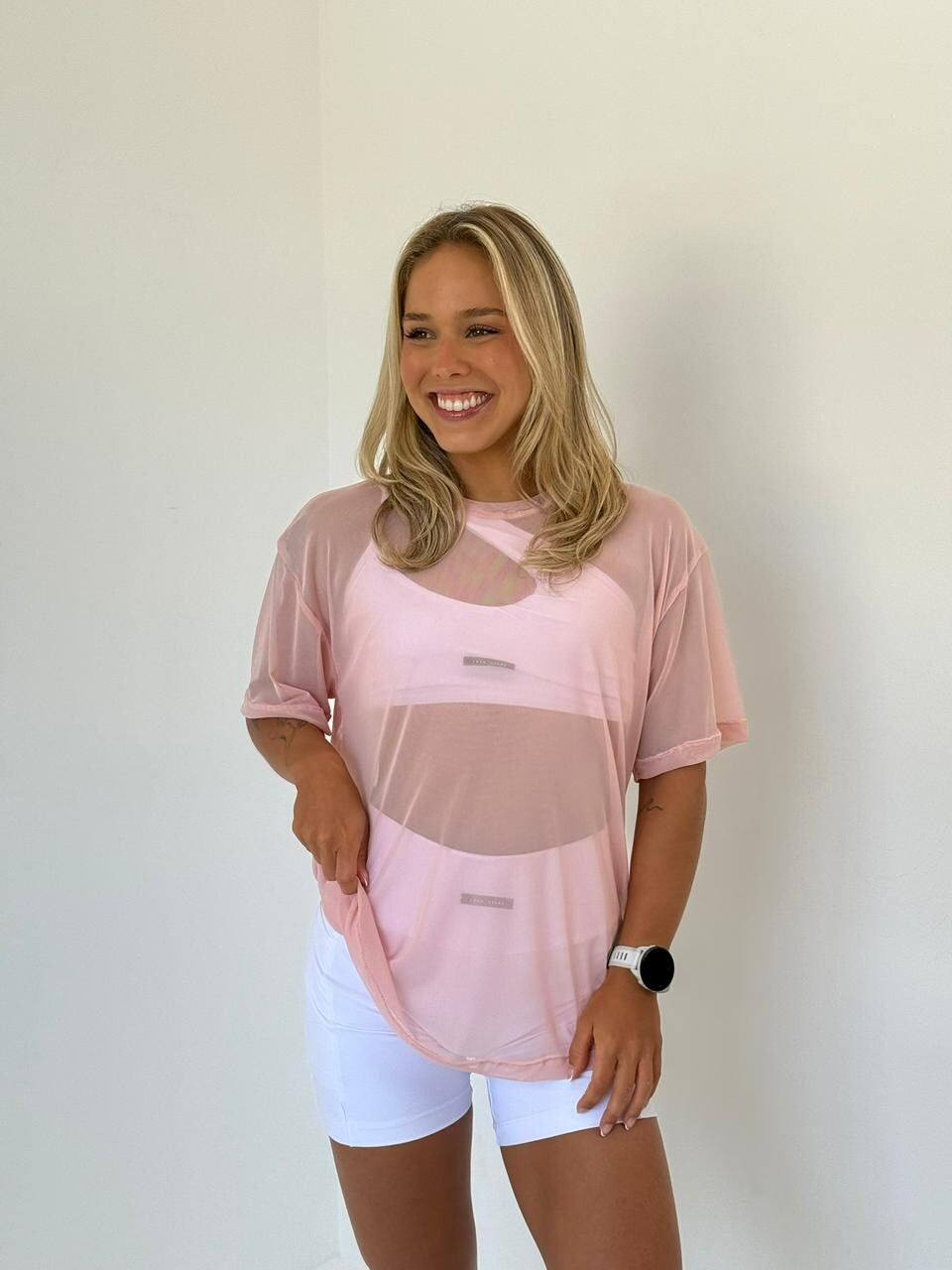 Camisa de Tule Rosa